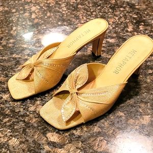 Metaphor Gold Metallic Mules | Size 8 Wms